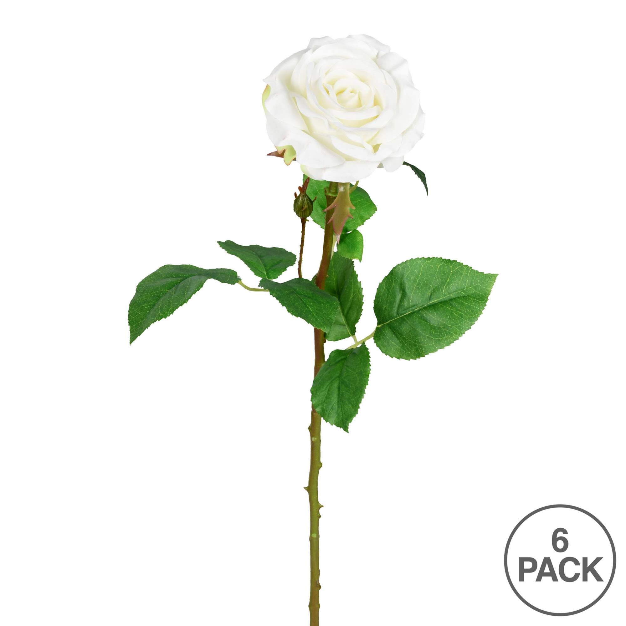 White Rose Artificial Stem, 6ct.
